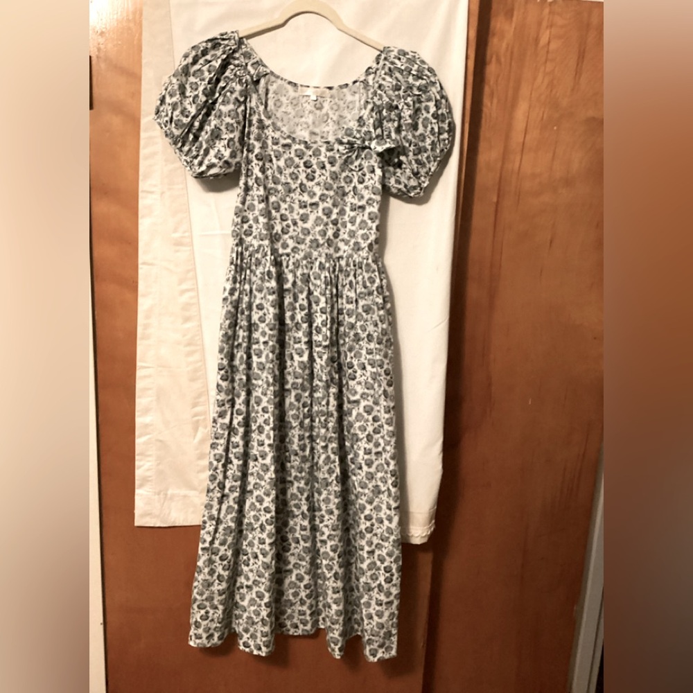 LOVESHACKFANCY  Floral cottagecore,modest puffy sleeve dress SZ 0